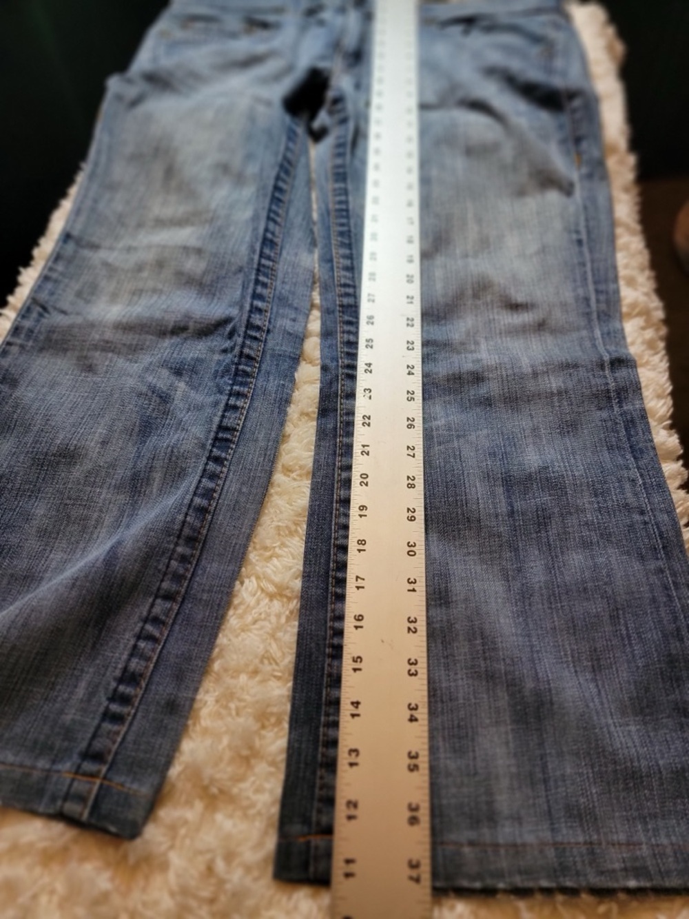 True Religion Blue Denim Jeans with Contrast Stitching - Picture 3 of 7